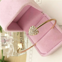 Load image into Gallery viewer, 2020 Hot New Fashion Adjustable Crystal Double Heart Bow Bilezik Cuff Opening Bracelet For Women Jewelry Gift Mujer Pulseras 7g
