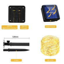 Load image into Gallery viewer, Solar String Fairy Lights 12m 100LED / 5M 50 LED  Waterproof Outdoor Garland Solar Power Lamp Christmas For Garden Decoration
