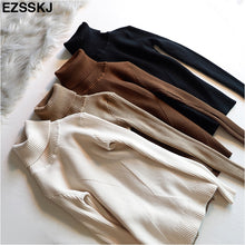Load image into Gallery viewer, chic Autumn winter thick Sweater Pullovers Women Long Sleeve casual warm basic turtleneck Sweater female knit Jumpers top
