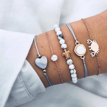 Load image into Gallery viewer, DIEZI Bohemian Handmade Weave Heart Long Tassel Bracelet Sets Women 2018 New Grey Rope Chain Bracelets Jewelry Christmas Gift
