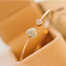Load image into Gallery viewer, 2020 Hot New Fashion Adjustable Crystal Double Heart Bow Bilezik Cuff Opening Bracelet For Women Jewelry Gift Mujer Pulseras 7g
