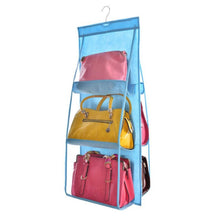Load image into Gallery viewer, 6 Pocket Hanging Handbag Organizer for Wardrobe Closet Transparent Storage Bag Door Wall Clear Sundry Shoe Bag with Hanger Pouch
