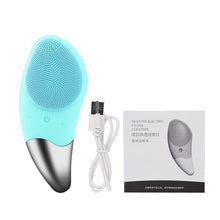 Load image into Gallery viewer, Mini Electric Facial Cleansing Brush Silicone Sonic Face Cleaner Deep Pore Cleaning Skin Massager Face Cleansing Brush Device
