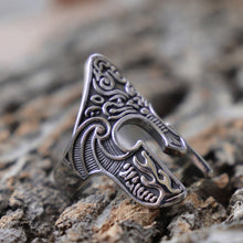 Load image into Gallery viewer, Man Viking Warrior Helmet Ring Scandinavian Pagan Norse Rune Stainless Steel Rings Totem Amulet Jewelry
