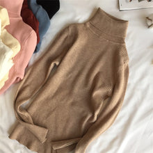 Load image into Gallery viewer, 2020 Autumn Winter Thick Sweater Women Knitted Ribbed Pullover Sweater Long Sleeve Turtleneck Slim Jumper Soft Warm Pull Femme
