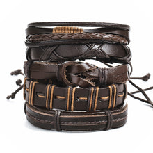 Load image into Gallery viewer, IF ME Vintage Leaf Feather Multilayer Leather Bracelet Men Fashion Braided Handmade Star Rope Wrap Bracelets &amp; Bangles Male Gift
