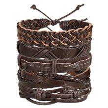 Load image into Gallery viewer, IF ME Vintage Leaf Feather Multilayer Leather Bracelet Men Fashion Braided Handmade Star Rope Wrap Bracelets &amp; Bangles Male Gift
