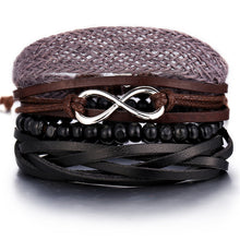 Load image into Gallery viewer, IF ME Vintage Leaf Feather Multilayer Leather Bracelet Men Fashion Braided Handmade Star Rope Wrap Bracelets &amp; Bangles Male Gift
