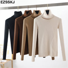 Load image into Gallery viewer, chic Autumn winter thick Sweater Pullovers Women Long Sleeve casual warm basic turtleneck Sweater female knit Jumpers top
