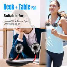Load image into Gallery viewer, Portable 1200 2000 mAre USB Mini Fan Neck Fan Rechargeable Small Portable Sports Fan  light Usb Desk Hand Air Conditioner cooler
