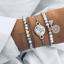 Load image into Gallery viewer, DIEZI Bohemian Handmade Weave Heart Long Tassel Bracelet Sets Women 2018 New Grey Rope Chain Bracelets Jewelry Christmas Gift
