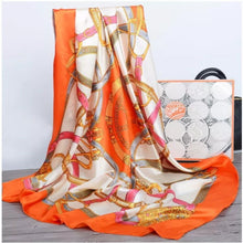 Load image into Gallery viewer, Silk Scarf Women Print hair neck Square Scarves Office Ladies Shawl Bandanna 90*90cm Muslim Hijab Handkerchief muffler foulard
