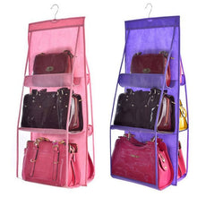Load image into Gallery viewer, 6 Pocket Hanging Handbag Organizer for Wardrobe Closet Transparent Storage Bag Door Wall Clear Sundry Shoe Bag with Hanger Pouch
