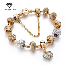 Load image into Gallery viewer, ATTRACTTO Luxury Crystal Heart Charm Bracelets&amp;Bangles Gold Bracelets For Women Jewellery Pulseira Feminina Bracelet Sbr170020
