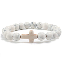 Load image into Gallery viewer, Charm Natural Stone Bracelet Cross Black Lava Matte Beaded Bracelets Handmade Men Women Prayer Fitness Chain Couple Jewelry Gift
