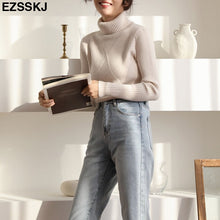 Load image into Gallery viewer, chic Autumn winter thick Sweater Pullovers Women Long Sleeve casual warm basic turtleneck Sweater female knit Jumpers top
