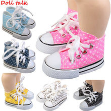 Load image into Gallery viewer, Doll Talk Unisex Shoes 2019 New Style Spotted Doll 7.5cm Canvas Shoes For 1/3 BJD Doll Fashion Mini Shoes For Russian DIY Doll
