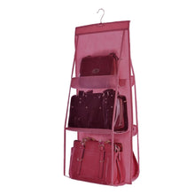 Load image into Gallery viewer, 6 Pocket Hanging Handbag Organizer for Wardrobe Closet Transparent Storage Bag Door Wall Clear Sundry Shoe Bag with Hanger Pouch
