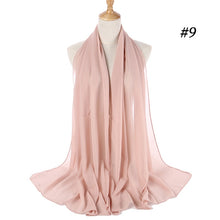 Load image into Gallery viewer, women plain bubble chiffon scarf hijab wrap printe solid color shawls headband muslim hijabs scarves/scarf 60 colors
