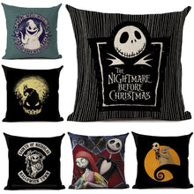 Load image into Gallery viewer, Nightmare Before Christmas Cartoon Skull Jack Printed Cushion Cover Halloween Decorative Sofa Car Throw Pillow Home Decor Pillow
