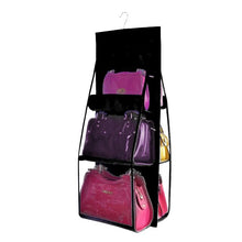Load image into Gallery viewer, 6 Pocket Hanging Handbag Organizer for Wardrobe Closet Transparent Storage Bag Door Wall Clear Sundry Shoe Bag with Hanger Pouch
