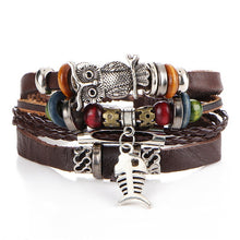 Load image into Gallery viewer, IF ME Vintage Leaf Feather Multilayer Leather Bracelet Men Fashion Braided Handmade Star Rope Wrap Bracelets &amp; Bangles Male Gift
