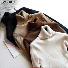 Load image into Gallery viewer, chic Autumn winter thick Sweater Pullovers Women Long Sleeve casual warm basic turtleneck Sweater female knit Jumpers top

