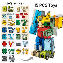 Load image into Gallery viewer, 15PCS Assembling Building Blocks  Educational Toys Action Figure Transformation Number Robot Deformation Robot Toy for Children

