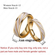 Load image into Gallery viewer, Auxauxme Titanium Steel Engrave name Lovers Couple Rings Gold Wave Pattern Wedding Promise Ring For Women Men Engagement Jewelry
