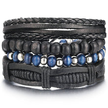 Load image into Gallery viewer, IF ME Vintage Leaf Feather Multilayer Leather Bracelet Men Fashion Braided Handmade Star Rope Wrap Bracelets &amp; Bangles Male Gift
