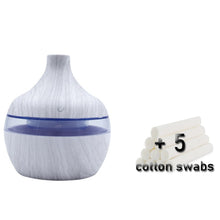 Load image into Gallery viewer, 300ML USB Air Humidifier Electric Aroma Diffuser Mist Wood Grain Oil Aromatherapy Mini Have 7 LED Light For Car Home Office
