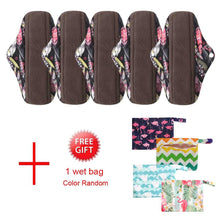 Load image into Gallery viewer, DropShipping Reusable Bamboo Charcoal Hygiene Menstrual Pads 5PCS with  Waterproof Bag Washable Women Sanitary Pads for Women
