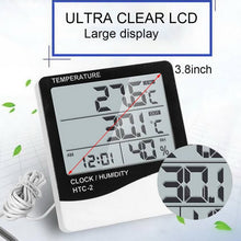 Load image into Gallery viewer, LCD Digital Temperature Humidity Meter Home Indoor Outdoor hygrometer thermometer Weather Station with Clock
