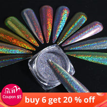Load image into Gallery viewer, 1Box Glitter for Nails Holographic Dip Powder Mirror Polishing Chrome Pigments Nail Art Decorations Laser Dazzling Dust LA1028-1
