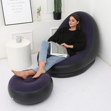 Load image into Gallery viewer, BEAN BAG lazy sofa inflatable folding recliner outdoor sofa bed with pedal comfortable flocking single sofa chair pile coating
