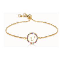 Load image into Gallery viewer, Adjustable Rainbow Zircon 26 Letter Bracelet Women shell Zircon crystal Bracelet Femme Valentine's day wedding Gifts Jewelry
