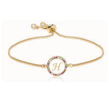 Load image into Gallery viewer, Adjustable Rainbow Zircon 26 Letter Bracelet Women shell Zircon crystal Bracelet Femme Valentine's day wedding Gifts Jewelry
