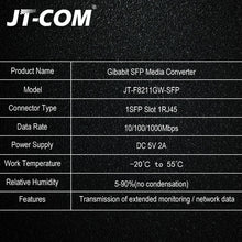 Load image into Gallery viewer, 1Gb SFP Fiber to RJ45 Fiber Optic Media Converter 1000Mbps SFP Fiber Switch with SFP Module Compatible Cisco/Mikrotik/Huawei
