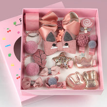 Load image into Gallery viewer, 18 Pcs hair clip set Cute Hair Accessories Girl cartoon hair clip headwear Bow Flower animal Hairpin hair ring Elastic Headdress
