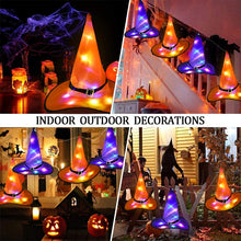 Load image into Gallery viewer, 1pc Halloween Decoration Witch Hats LED Lights Cap Halloween Costume Props Outdoor Tree Hanging Ornament Home Glow Party Decor
