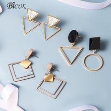 Load image into Gallery viewer, BICUX New Fashion Round Dangle Drop Korean Earrings For Women Geometric Round Heart Gold Earring Wedding Jewelry
