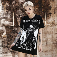 Load image into Gallery viewer, InsGoth Women Loose Black T-shirts Gothic Grunge Punk Harajuku Skull Peinted T-shirts Halloween Party Long Tops Female T-shirt
