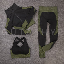 Load image into Gallery viewer, GUTASHYE Sport Suit Woman Seamless Running Tracksuit Sportswear Gym Crop Top Yoga Pant Fitness Clothes Workout Leggings Yoga Set

