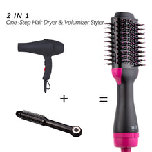 Load image into Gallery viewer, Professional Hair Dryer Brush  2 In 1 ionic Hair Straightener Curler Comb Electric Blow Dryer With Comb Hair Roller Brush Styler
