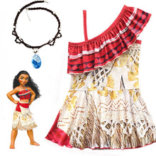Load image into Gallery viewer, 2020 Girls Moana Cosplay Costume for Kids Vaiana Princess Dress Clothes with Necklace for Halloween Costumes Gifts for Girl
