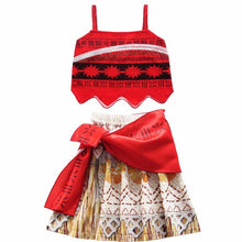 Load image into Gallery viewer, 2020 Girls Moana Cosplay Costume for Kids Vaiana Princess Dress Clothes with Necklace for Halloween Costumes Gifts for Girl
