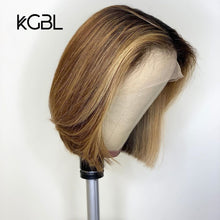 Load image into Gallery viewer, KGBL Short Bob Ombre 4/27 Color 13*4 Lace Front Middle Ratio 8”-16" Human Hair Wigs  Brazilian Non-Remy Hair   Pre-Plucked Wigs
