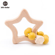 Load image into Gallery viewer, Let's Make Wooden Rattle Teether Baby Toys Engraved Wood Beads Hexagon Teether Silicone Beads 12Mm Tiny Rod Baby Crib Rattle
