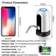 Load image into Gallery viewer, Home Gadgets Water Bottle Pump Mini Barreled Water Electric Pump USB Charge Automatic Portable Water Dispenser Drink Dispenser
