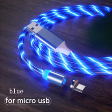 Load image into Gallery viewer, 1m Magnetic charging Mobile Phone Cable USB Type C Flow Luminous Lighting Data Wire for Samsung Huawei LED Micro Kable
